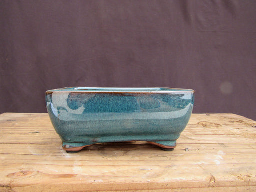 Teal Glazed Ceramic Professional Bonsai Pot - Rectangle
