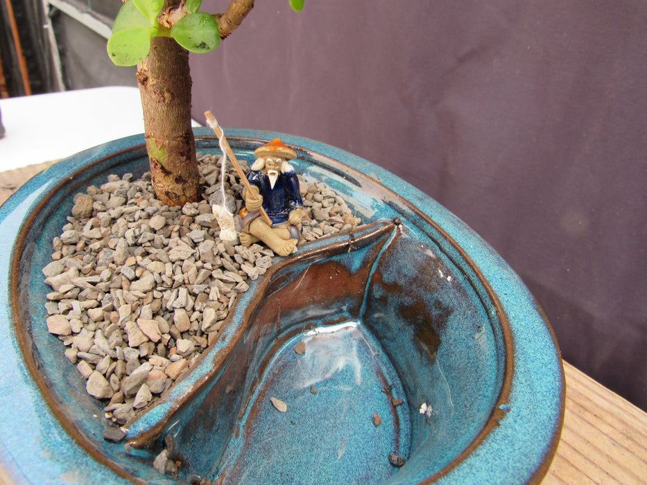 Baby Jade Land & Water Bonsai Tree Figurine Closeup