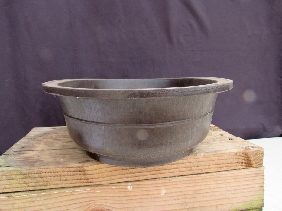 Brown Oval Mica Bonsai Pot - 18.25" Side