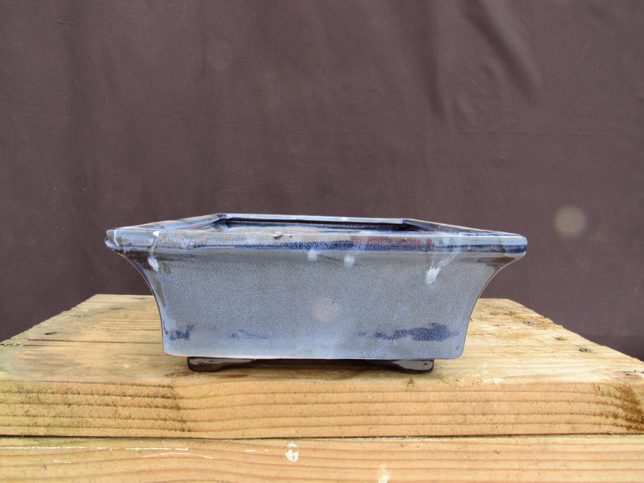 Marble Blue Ceramic Bonsai Pot - Rectangle Side