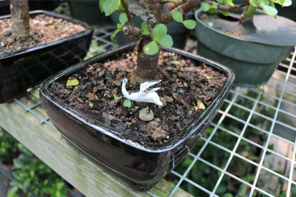 Ceramic Crane Bonsai Figurine
