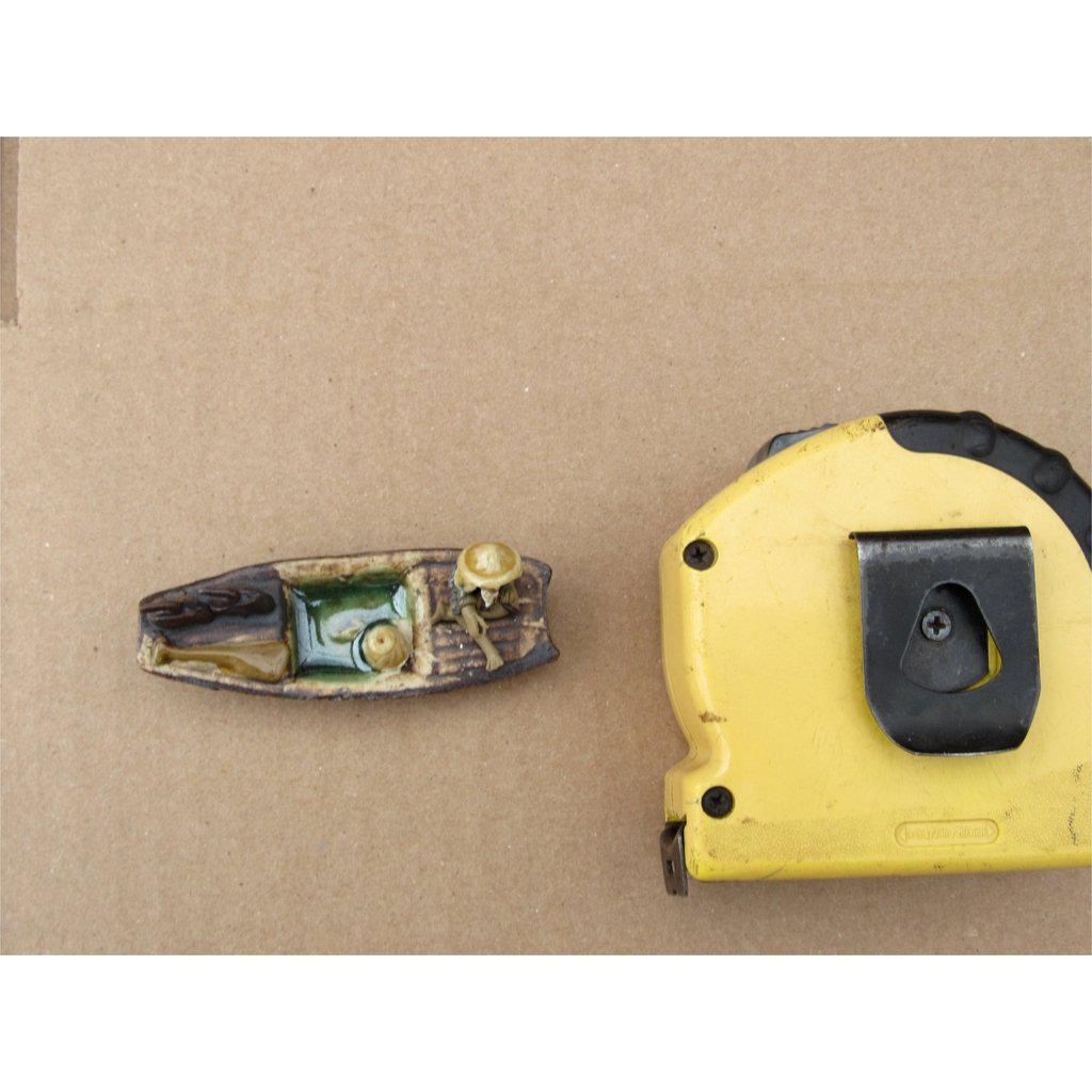 Fisherman On A Boat Fishing With Duck Ceramic Figurine Scale