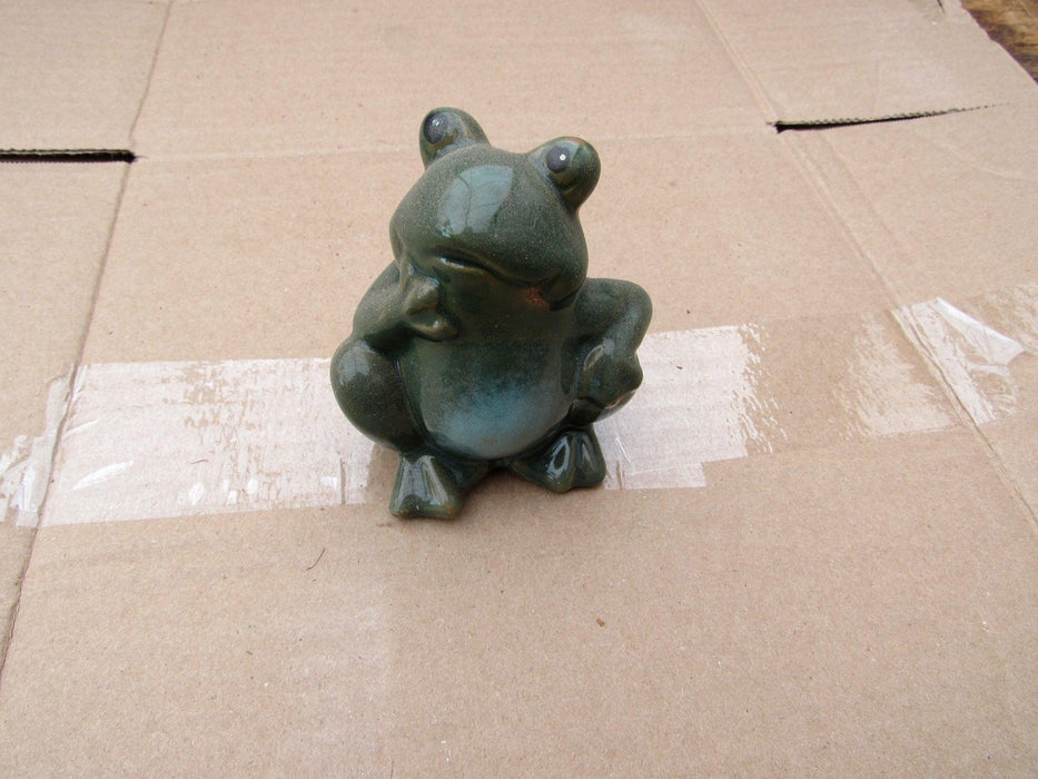 Glazed Ceramic Frog Figurine