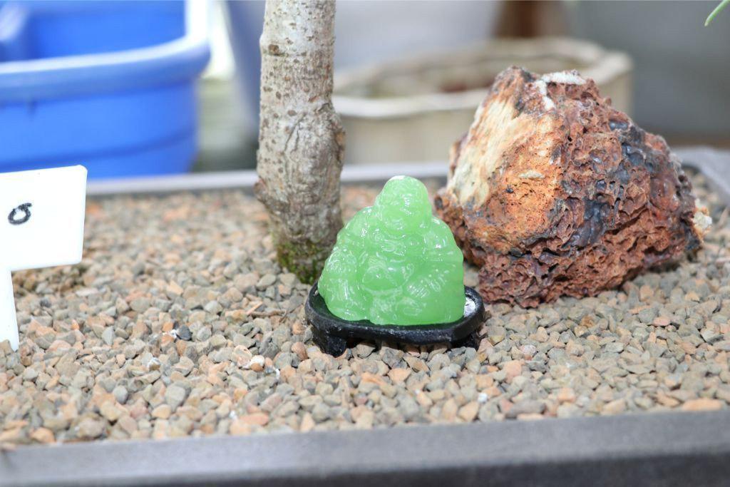 Glazed Green Buddha Bonsai Figurine