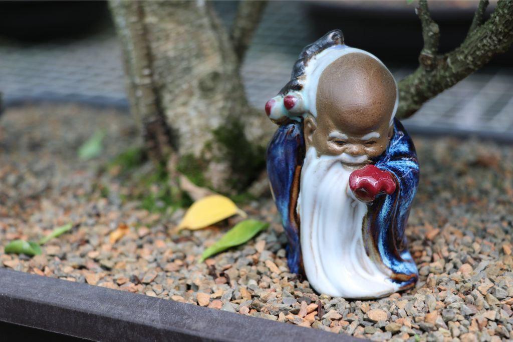 God of Longevity Vintage Buddha Figurine Closeup