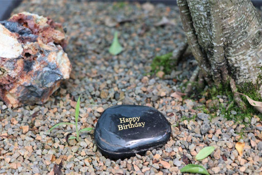 Happy Birthday Rock Bonsai Figurine