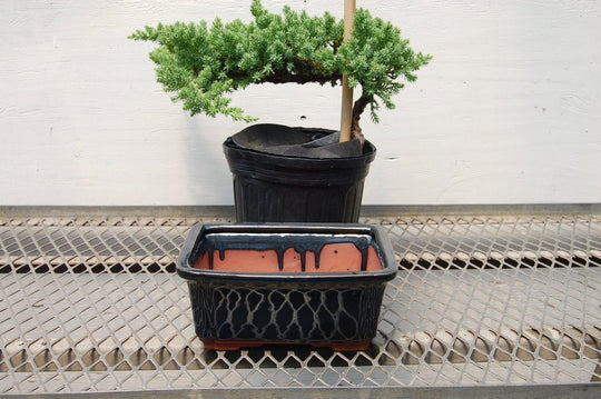 Large Dark Blue Ceramic Bonsai Pot (8.5