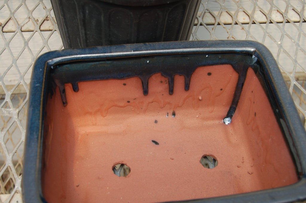 Dark Blue Ceramic Bonsai Pot 8.5" x 6.625" x 3.5" Inside