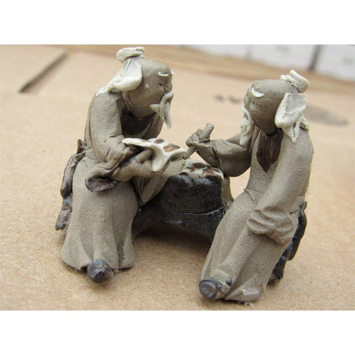 Old Scribes Working Ceramic Figurine