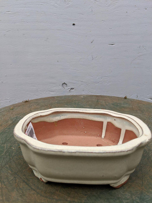 White Ceramic Bonsai Pot - Shaped