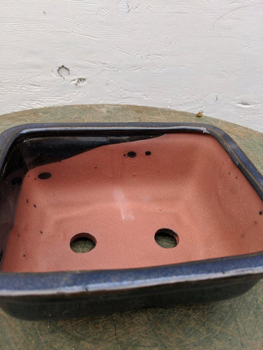 Blue Ceramic Bonsai Pot - Rectangle Inside