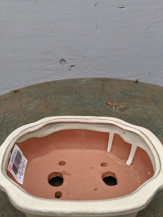 White Ceramic Bonsai Pot - Shaped - Inside